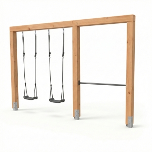 Douglas dubbele houten schommel met duikelrek Exit Linea Massiv 140