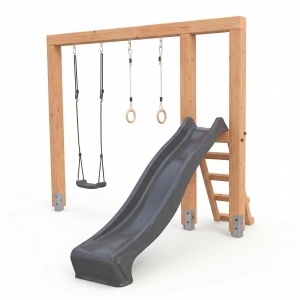 Douglas houten schommel met glijbaan en turnringen Exit Linea Massiv 140