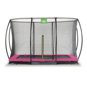 Trampoline Exit Silhouette inground 244x366cm met veiligheidsnet - roze